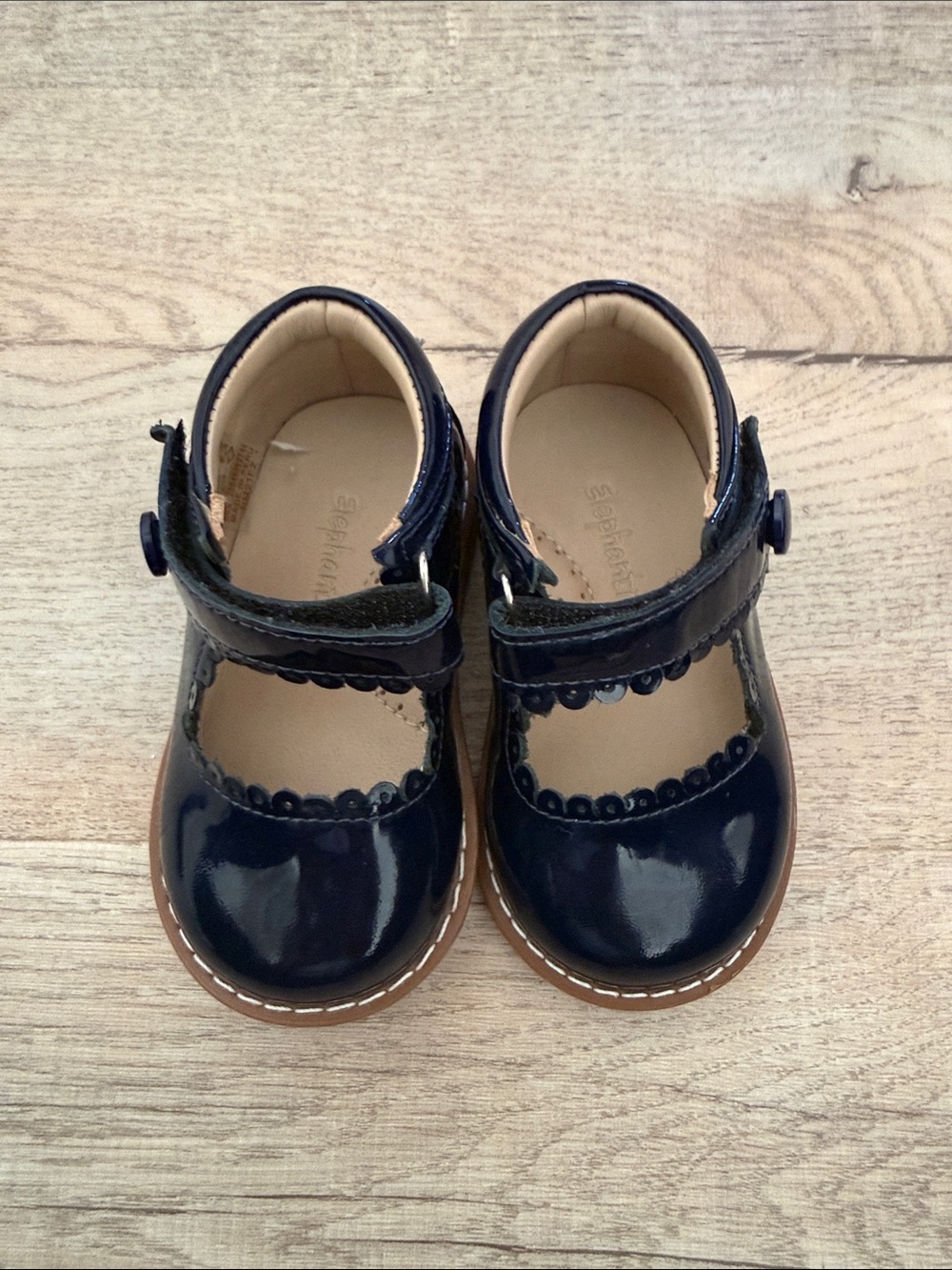 Elephantito Navy Patent Mary Jane with Scallop Trim